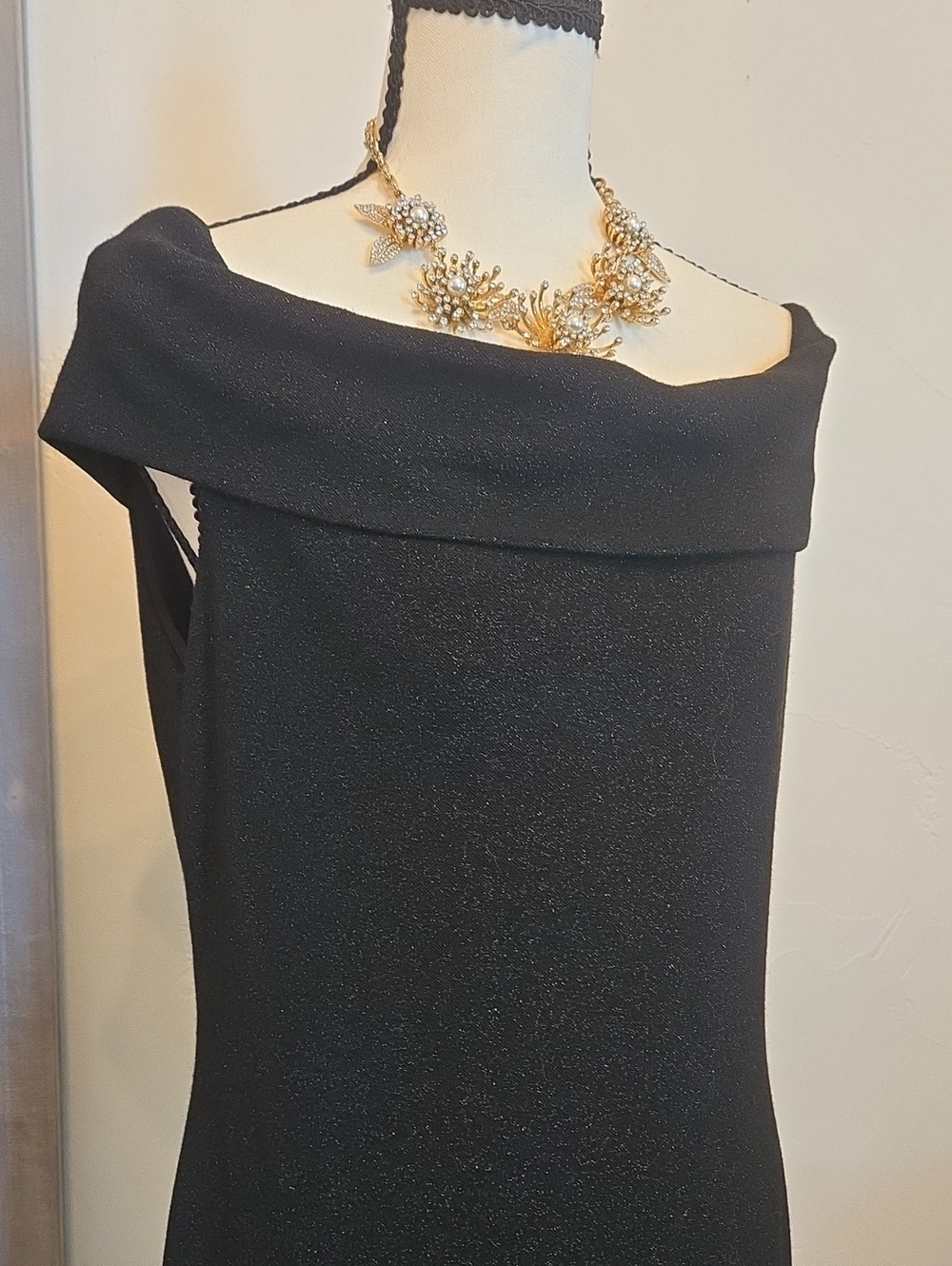 Ted Baker Black One-Shoulder Fold-Over Evening Dress